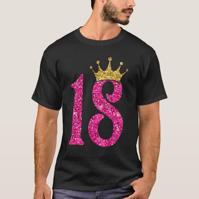 18 Years Old  Born In 2004 18th Birthday Pink Crow T-Shirt (Front)
