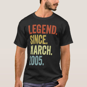 18 Years Old Boy Legend Since March 2005 18th Birt T-Shirt