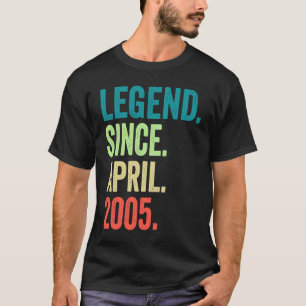 18 Years Old Legend Since April 2005 18th Birthday T-Shirt