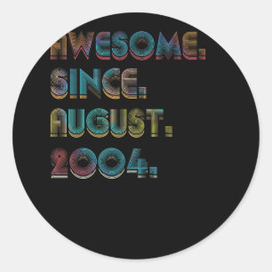 18 Years Old Since August 2004 18th Birthday Classic Round Sticker