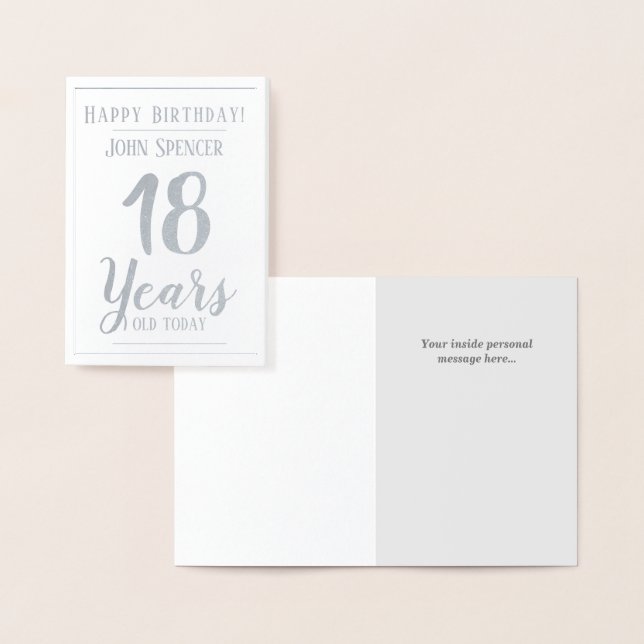 18 Years Old. Stylish Design. Foil Card (Display)