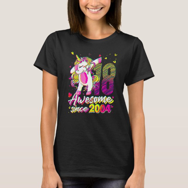 18 Years Old Unicorn Dabbing 18th Birthday Unicorn T-Shirt (Front)