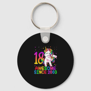 18 Years Old Unicorn Flossing 18th Birthday Girl U Key Ring