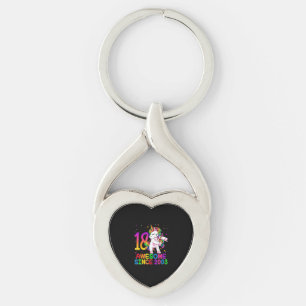 18 Years Old Unicorn Flossing 18th Birthday Girl U Key Ring