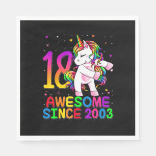 18 Years Old Unicorn Flossing 18th Birthday Girl U Napkin