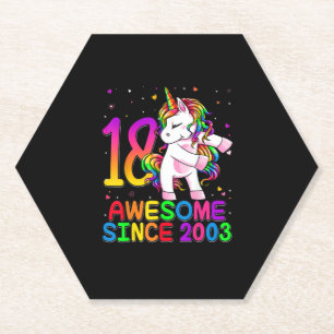 18 Years Old Unicorn Flossing 18th Birthday Girl U Paper Coaster