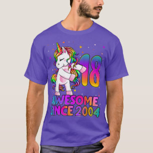 18 Years Old Unicorn Flossing 18th Birthday Girl U T-Shirt