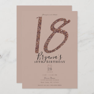 18th 18 Birthday Party Pink Blush Rose Glitter   Invitation