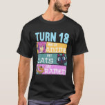 18Th Anime Birthday Pyjamas I Pet Cats T-Shirt<br><div class="desc">18th Anime Birthday Pyjamas I Pet Cats & Eat Ramen. Anime Clothes Cats Ice Cream I 18 Year Old. Kawaii clothes or anime pyjamas for 18 year old. On your 18th birthday watch anime, pet cats and eat ramen. Design in a harajuku fashion like look as cosplay accessories kawaii or...</div>