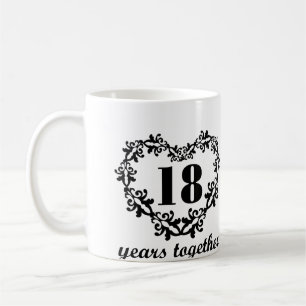 18th Anniversary 18 Years Together Heart Gift Mug