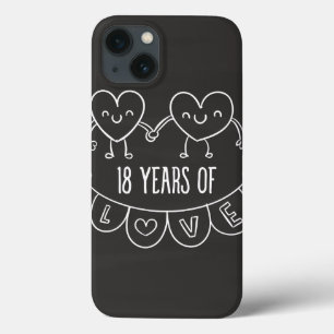 18th Anniversary Gift Chalk Hearts iPhone 13 Case