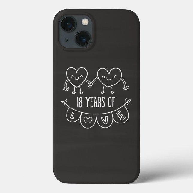 18th Anniversary Gift Chalk Hearts Case-Mate iPhone Case (Back)