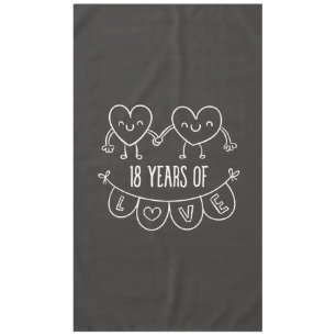 18th Anniversary Gift Chalk Hearts Tablecloth