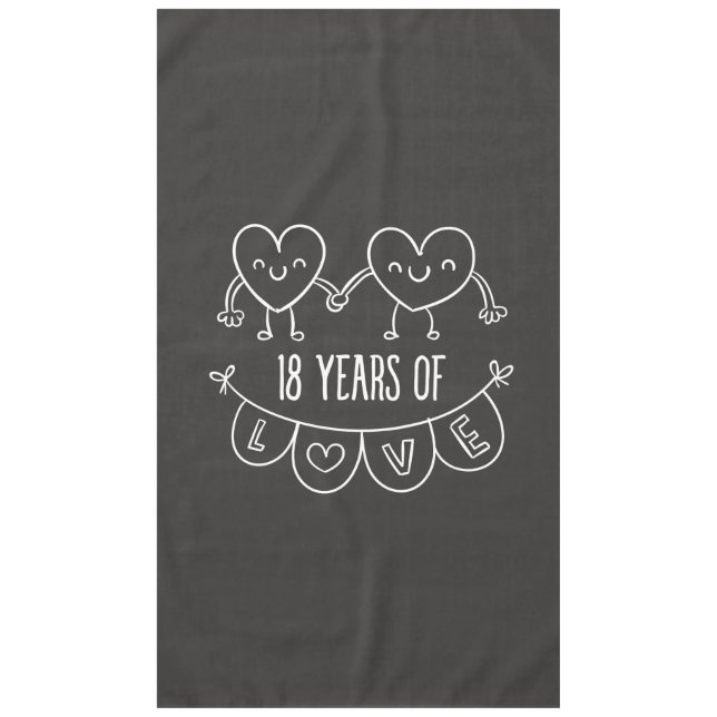 18th Anniversary Gift Chalk Hearts Tablecloth (Front)