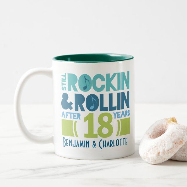 18th Anniversary Personalised Mug Gift (With Donut)
