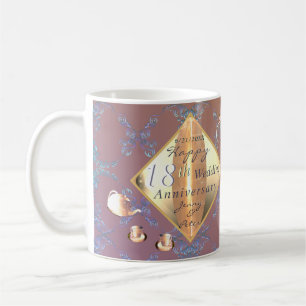 18th Anniversary Porcelain Cat's Eye Lavender Coffee Mug