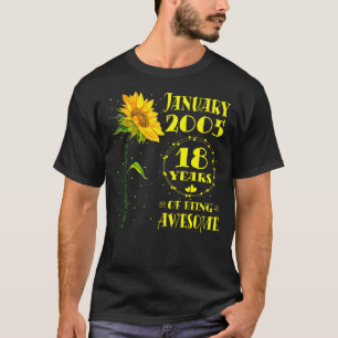 18th Birthday 18 Year Old Sunflower  Girls January T-Shirt