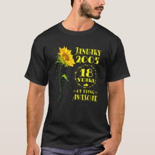 18th Birthday 18 Year Old Sunflower Girls January T-Shirt