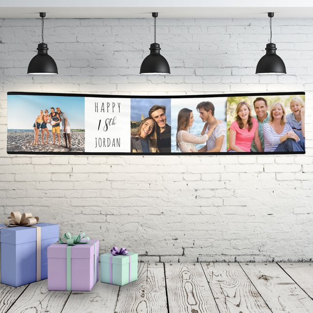 18th Birthday 4 Photo Strip Personalised Banner (Creator Uploaded)