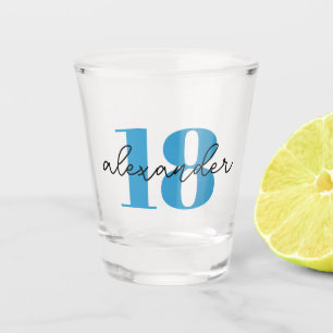 18th birthday age modern script first name shot glass
