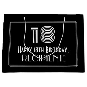 18th Birthday — Art Deco Inspired Look "18" & Na Large Gift Bag