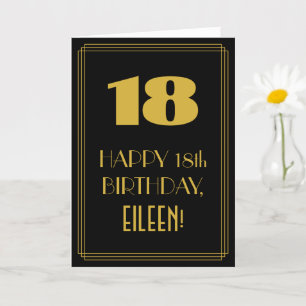 18th Birthday ~ Art Deco Inspired Look "18" & Name Card