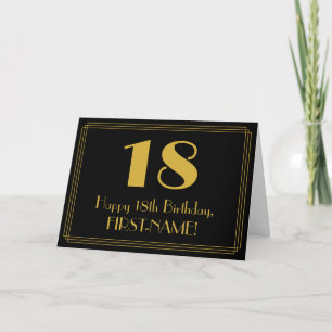 18th Birthday: Art Deco Inspired Look "18" + Name Card