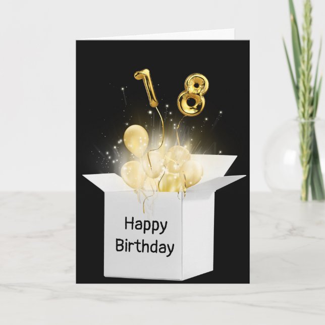 18th Birthday Balloons In White Box Card (Front)