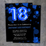 18th Birthday Balloons Kids Blue Boy Party Invitation<br><div class="desc">18th birthday balloons kids boy blue party 18th birthday party invitation for a 18 year old boy with modern script writing and fun blue foil balloons.</div>