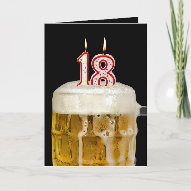 18th Birthday Beer on black Card (Front)