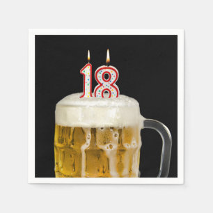 18th Birthday Beer on black Napkin