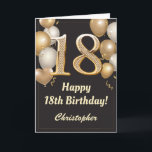18th Birthday Black and Gold Balloons Confetti Card<br><div class="desc">18th Birthday Black and Gold Balloons Confetti Card. For further customisation,  please click the "Customise it" button and use our design tool to modify this template.</div>