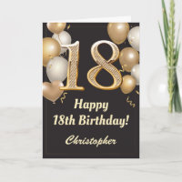 18th Birthday Black and Gold Balloons Confetti