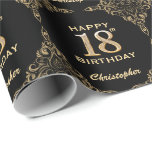 18th Birthday Black and Gold Glitter Frame Wrapping Paper<br><div class="desc">18th Birthday Black and Gold Glitter Frame Wrapping Paper. For further customisation,  please click the "Customise it" button and use our design tool to modify this template.</div>