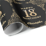18th Birthday Black and Gold Glitter Frame Wrapping Paper<br><div class="desc">18th Birthday Black and Gold Glitter Frame Wrapping Paper. For further customisation,  please click the "Customise it" button and use our design tool to modify this template.</div>