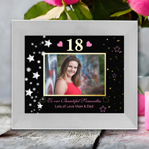 18th Birthday Black Gold Celebration Photo Foil Prints
