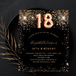 18th birthday black gold glitter budget invitation flyer<br><div class="desc">Please note that this invitation is on flyer paper and very thin. Envelopes are not included. For thicker invitations (same design) please visit our store. A modern, stylish and glamorous invitation for a girl's 18th birthday party. A black background decorated with faux glitter. The name is written with a modern...</div>