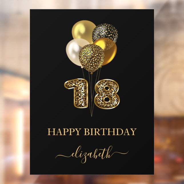 18th birthday black gold leopard name script (Sheet 2)