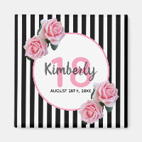18th birthday black stripes pink florals