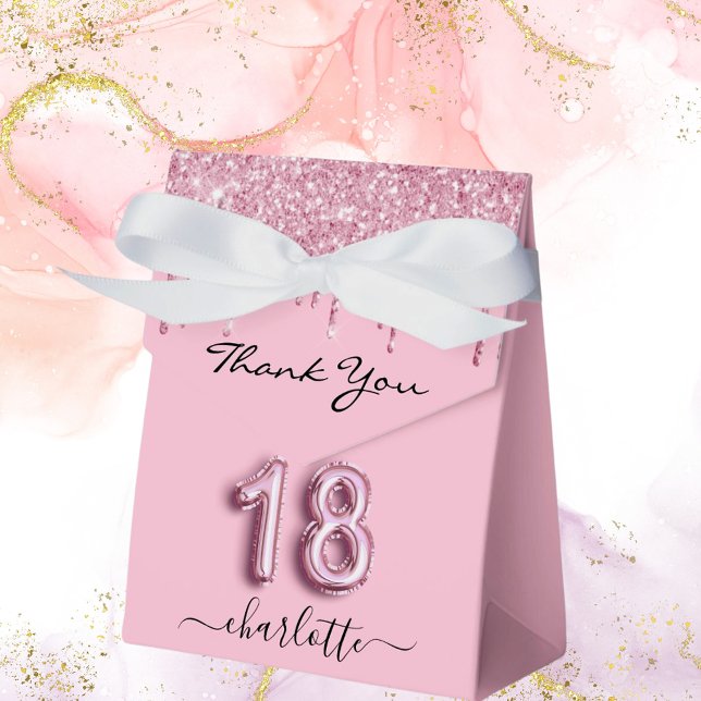 18th birthday blush pink glitter drips thank you favour box (Creator Uploaded)
