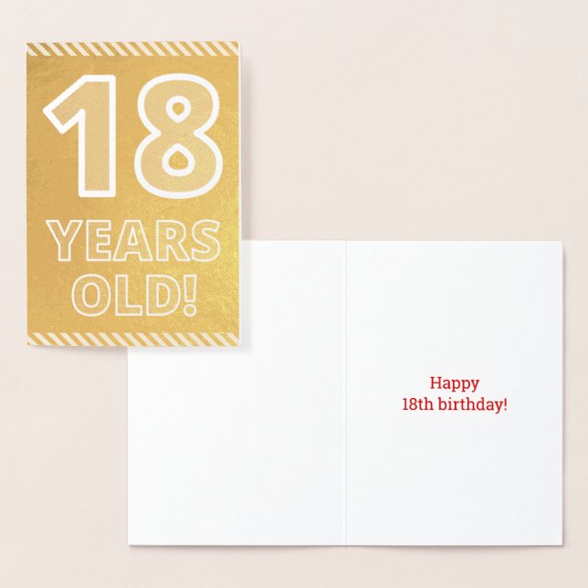 18th Birthday: Bold "18 YEARS OLD!" Gold Foil Card (Display)