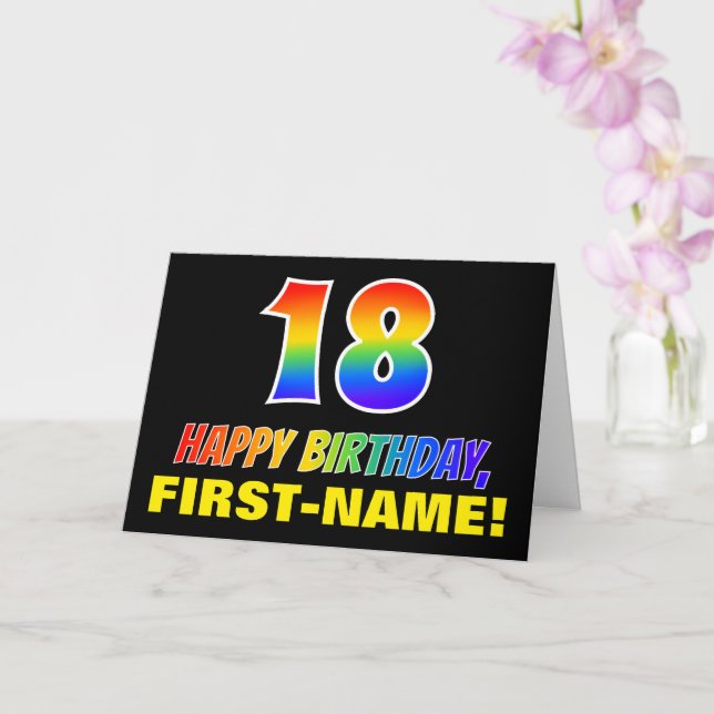 18th Birthday: Bold, Fun, Simple, Rainbow 18 Card (Orchid)