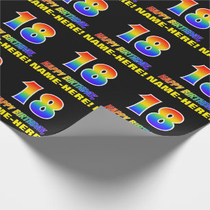 18th Birthday: Bold, Fun, Simple, Rainbow 18 Wrapping Paper