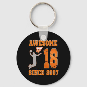18th Birthday Boy Awesome Since 2007 Sketll 18 Yea Key Ring