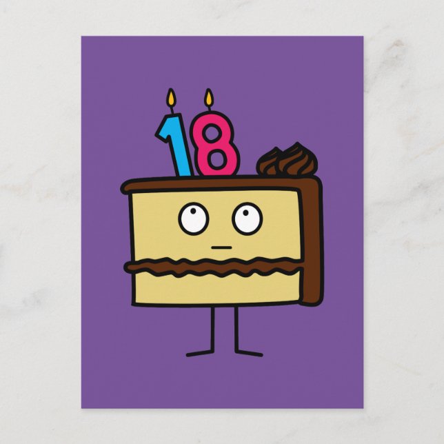 18th Birthday Cake with Candles Chocolate icing Postcard (Front)