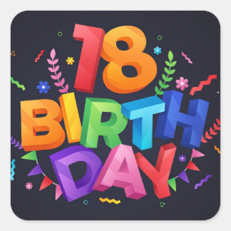 18th Birthday Celebration Square Sticker
