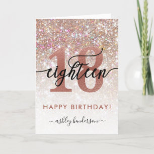 18th Birthday Chic Glitter Ombre Card