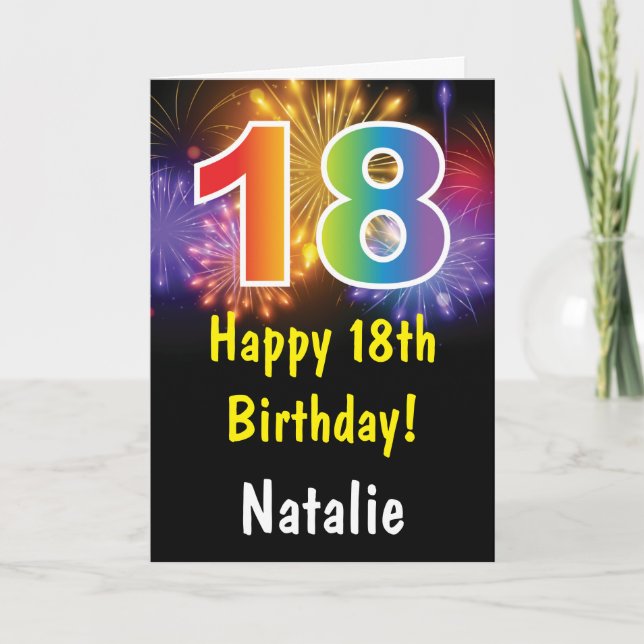 18th Birthday Colorful Rainbow Fireworks Card (Front)