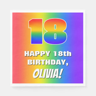 18th Birthday: Colourful, Fun Rainbow Pattern # 18 Napkin