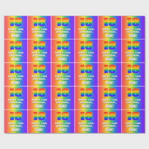 18th Birthday: Colourful, Fun Rainbow Pattern # 18 Wrapping Paper